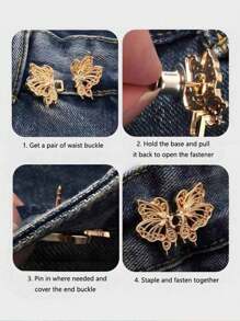 2/4pcs Multi Color Adjustable Butterfly Buckle, Detachable And Seamless, Can Change The Waist Of Jeans, Without Sewing Waist Fasteners Waist Accessories, Valentine's Day Gifts, Holiday Gifts, Gifts Suitable For Sisters, Lovers, Mothers, Families.