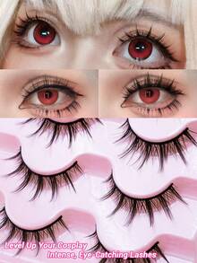 5对小恶魔风格漫画假睫毛 - 超轻盈仙女发型，完美打造自然裸妆和日常眼妆 - 尖尾漫畫款 - 查看 2