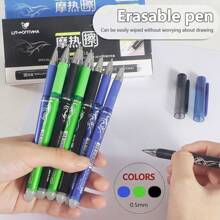 2pcs/4pcs/12pcs/24pcs/27pcs Erasable Ball Pens (Black/Red/Blue/Green Refills Available), 0.5mm Thermal Erasable Ink Pen, Durable & Easy To Correct, Keep Text Neat, Creative Student Stationery, Suitable For Note-Taking, Pricing, Highlighting Etc., Can Be Given As Learning Rewards, School Prizes To Students, Classmates, Teachers