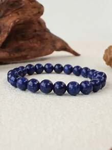 Pulseira de lápis-lazúli natural de estilo simples, presente ideal para homens e mulheres, joias artesanais para o dia a dia para amigos e familiares