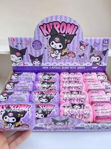 Sanrio 1 pieza Muñeca llavero de la cápsula sorpresa Kuromi, ornamento de muñeca colgante de bola sorpresa, figuras de dibujos animados lindas, bola sorpresa de cápsula de diversión de demolición, modelo de caja misteriosa de personaje de anime lindo, decoración de escritorio, decoración de automóvil, accesorios de cordón de personaje llavero, regalo de Navidad, regalo de cumpleaños
