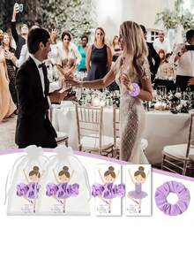 10 sets de Cadeaux de fête de ballerine comprenant 10 élastiques à cheveux chouchous, 10 cartes de remerciement de ballet. Cadeaux de fête d'anniversaire de ballerine, de représentation de danse - Multicolore - Voir 12