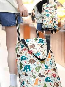 Compact Foldable Rolling Shopping Cart With Wheels, Portable Grocery Bag, Waterproof Wheeled Shopping Tote, Folding Stair Climbing Push Cart, Travel Bag, Outdoor Camping Use, Picnic, Package Delivery, Home Organizer, Made Of Thick Waterproof Oxford Cloth