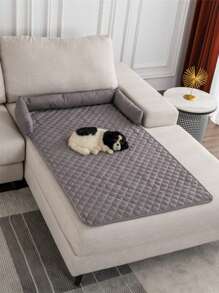 1pc Water-Resistant Anti-Slip Light Grey Pet Sofa Cover With Pillow, Suitable For Cars, Fit For Small/Medium/Large Cats And Dogs, All Seasons
