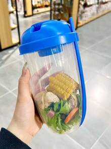 1 buc. cană pentru salată 1000 ml/33,8 oz cu capac și furculiță, cană shaker pentru salată, cană pentru salată de mic dejun, cană tip Mason cu capac și lingură, cană pentru iaurt, cană shaker din plastic pentru legume și fructe, cană shaker pentru masă de fitness cu salată - Multicolor - View 16