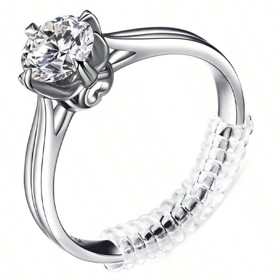 3/5/10 Pcs Ring Size Adjuster Tool Invisible Spiral Invisible Ring Sizer For Women Adjustable Transparent Spring Ring Sizer - White - View 1