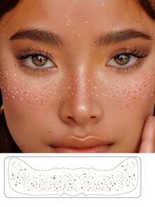 6 件闪光雀斑面部纹身金属纹身临时纹身女士玫瑰金闪光纹身发光面具化妆品闪光适合圣诞节音乐派对