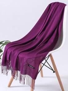 1 pezzo Sciarpa unisex classica nera con nappe, 200*70cm, leggera, semplice e alla moda, adatta per il pendolarismo, protezione solare sottile, morbida e calda, antivento, ideale per uscite quotidiane, cene, appuntamenti, abbinabile a vestiti - nero - Visualizzare 11