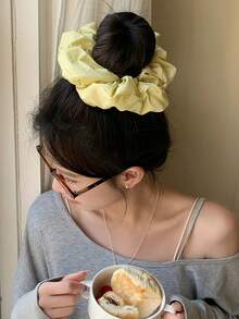 topshiny Plain Color Extra Large Scrunchie, Oversized Crinkle Messy Bun Hair Tie, Minimalist Style Ponytail Hair Accessory, Casual Head Accessories