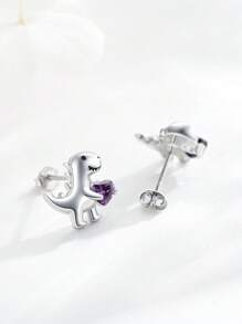 1 Paar süße S925 Sterling Silber Dinosaurier Ohrstecker, geeignet für täglichen Gebrauch von Frauen, Geschenk für Schwestern, beste Freunde, Geburtstag, Jahrestag