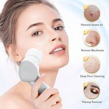 Facial Cleansing Brush Silicone Face Scrubber: 7 In 1 FBS-D Electric Exfoliating Rotating Massage Device Waterproof Deep Cleaning Exfoliation Spa Machine - Electronic Skin Care Wash System - Grey - View 6
