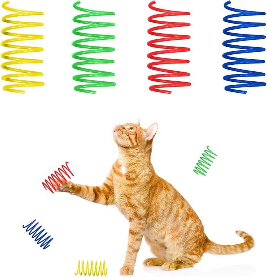 Thin Colorful Springs Cat Toys - Bouncy Coils For Medium Indoor Cat Breeds To Bite, Swat, Chase - Keeps Cats & Kittens Entertained For Hours - 3 Inches Long, 10 Pcs, Multi Colors - 2 Inch - View 1