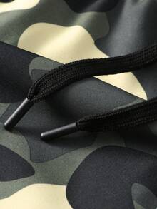 Women's Camo Print Drawstring Waist Shorts 2-In-1 Sports Casual Pants - Khaki - View 4