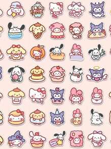 Sanrio 100Pcs Random Style Hello Kitty Cute Cartoon Character Stickers - Synthetic Paper Self-Adhesive & Reusable Decals For Journals Laptops DIY Crafts Waterproof Asymmetric Shapes(Some Parts May Be Random)