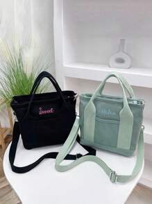 1PC Women's Personalized Ins Canvas Bag, Fashionable And Versatile Commuting Shoulder Bag For Work, Portable Multi-Pocket Storage Bag, Large-Capacity Student Book Handbag With College Style,All-Purpose,Large Capacity,Versatile,Multifunction,Colorful,Cute,Adorable,Contracted,Funny,Kawaii,Y2K,Minimalist,Commuting,Business Casual,Basics,Custom,Personalized,Unique,Customized,Ideal Gifts For Him,Ideal Gifts For Her,Her,Family,Friends,Girlfriend,For Anniversaries,For Birthdays,For Holiday/ Vacation,For Outdoors/Outings/Travel/Hiking/Stadium/Sports/Climbing,For Business/Commute/Work/Office