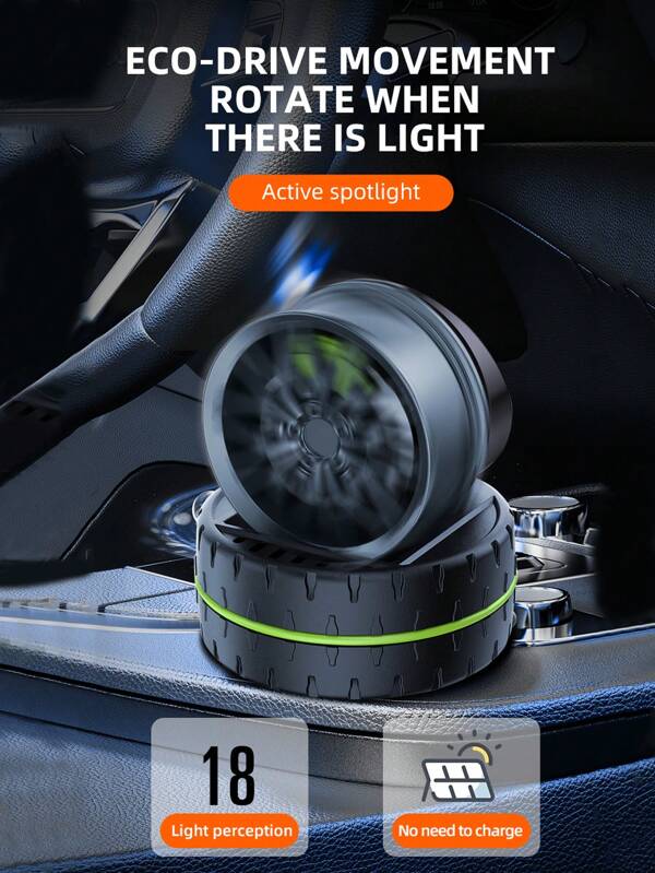 1pc Solar Powered Car Air Freshener, Car Decor Spinning Wheel Ornament, High-End Interior Accessories For Dashboard