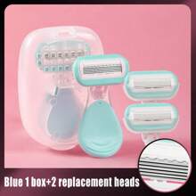 迷你便携式全身手动刮毛器女用腋下脱毛刀脱毛器适用于腿部和手臂后部微型脱毛亲肤体毛脱毛工具（带收纳盒）