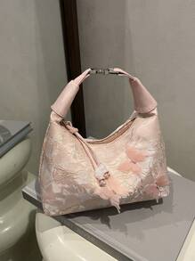Women Shoulder Bag, New Embroidery Butterfly Design Crossbody Bag, Summer Commuting Tote Small Underarm Bag
