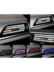 5 piezas de tira decorativa para salida de aire de coche con diamantes y brillo de cristal - Blanco - Ver 13