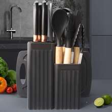 Silicone Kitchen Utensil Set - 19pcs Cooking Utensils Set With Turner Spatula Spoon Ladle Tongs Knives For Non-Stick Cookware, Heat Resistant Kitchen Utensil Set With Knives