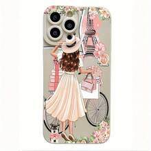 1 funda de teléfono elegante, no incluye cordón ni soporte. Muestra elementos de París, chicas, torres, flores. Funda de teléfono elegante y con estilo, adecuada para 16 Pro 15 14 13 12 11 Pro Plus ProMax X Xs. Funda a prueba de golpes, arañazos y caídas. - Blanco - Ver 4