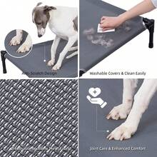 Elevated Outdoor Dog Bed - Raised Cot Large Dogs, Heavy Duty Pet Cots Waterproof, Cooling, Washable Breathable Teslin Mesh, Durable, Non Slip, 42 Inches, - Grey - View 8