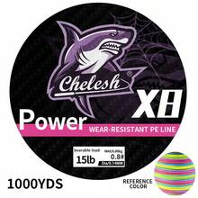 Chelesh 1000m 8 股 PE 编织鱼线，每种颜色 1 米，黄色，多种强度选择，适用于海钓和淡水钓鱼，高耐磨，钓鱼礼物 - 彩色 - 查看 15