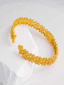 Adjustable 24K Gold Plated Fashion Bangle Bracelet For Women, Middle Eastern & African Style Jewelry - Yellow Gold - View 2
