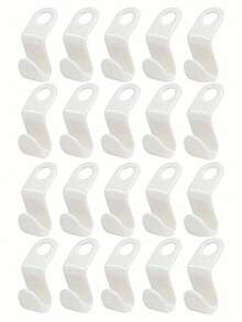 50pcs White Cascading Clip Hangers, Heavy Duty Wardrobe Extender Hooks, Space Saving Closet Organizer Accessories - White - View 11