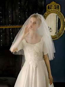 1 pieza Velo de novia blanco, velo de largo medio de 100cm, velo de tul de 3 capas, diseño sencillo adecuado para boda, fiesta, cosplay, sesión de fotos, estilo vintage elegante con peine