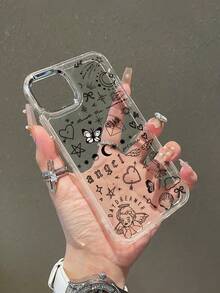 可爱又奇特的透明手机壳，带有星星、月亮、蝴蝶、心形、信封、天使、云朵等图案和引文。适用于 13、14、15、16、16 Pro Max、16 Plus 手机壳 - 彩色 - 查看 3