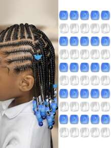 50 piezas de cuentas de colores decorativas para el cabello de niñas, surtido de colores