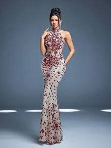 Mgiacy,Nowość,Halter Neck,Cekin,Wysokiej Jakości,Suknia Wieczorowa,Perspektywa,Pakiet Hip,Sukienka Z Dółem Syreny,NA,Przyjęcie Kolacyjne