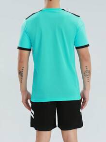 2pcs Set Sports Referee Uniform, Comfortable Breathable Short Sleeve T-Shirt With Pockets + Quick-Dry Sports Shorts With Elastic Waist, Suitable For Football, Badminton, Table Tennis Training & Competition