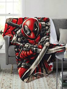 Marvel 1pc Marvel Superhero Deadpool Design Flannel Blanket, Super Soft Fleece Blanket Suitable For Sofa, Bedroom, Sofa, Gift, High Definition Printed Flannel Throw Blanket, Multiple Sizes Available