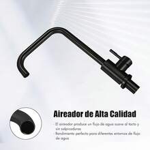 Grifo de Cocina, Mezcladora para Fregadero de Acero Inoxidable 304, Grifo Moderno de 360 ° Giratorio, Grifo Monomando para Cocina para Agua Caliente y Fría, Acabado Níquel Cepillado, CV-10020 - Negro Mate 2 - Ver 8