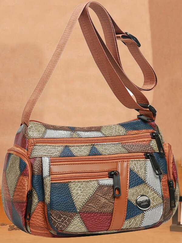 Men's And Women's Large-Capacity New Single-Shoulder Commuter Diamond-Stitched Multi-Layer Fashionable Crossbody Bag