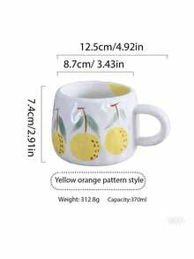 1pc Japanese Countryside Style Hand-Painted Orange Ceramic Coffee Mug, Suitable For Home, Office, Gift-Giving Back To School