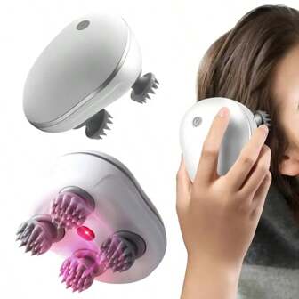 Electric Scalp Massager, Portable Cordless Head Scratcher Massager With 4 Removable Massage Claws, 3 Adjustable Modes, Vibration Stimulating Head For Deep Relaxation, For Home, Office, Travel