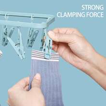 Foldable Portable Multi-Clip Clothes Hanger – Space-Saving Wardrobe Organizer For Delicate Garments, Lightweight Travel Drying Rack, Clip-Style Garment Hanger With Easy-Fold Design, Perfect For Laundry Rooms, Closets, Dorm Rooms, And Spring, Easter, Mother's Day Gift Ideas, Ideal For Shirts, Blouses, Skirts, Accessories, Great For Apartment Living, RVs, And Small Spaces, Keeps Clothes Tangles Free, Quick Setup, Durable ABS Plastic, Rust-Resistant Clips, No-Fuss Cleaning, Convertible For Hanging And Drying, Enhances Closet Organization And Visual Appeal - Multicolor - View 9