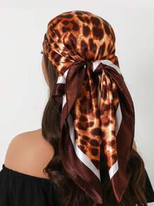 1pc 35.4 Inch Square Scarf, Fashion Printed 90cm Scarf Shawl Neckerchief Luxury Silk Feeling For Women, All Season
