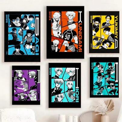 1 幅动漫蓝锁海报印刷帆布画家居客厅卧室入口酒吧咖啡厅艺术画装饰画可选画框