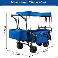 Perfect For Father's Day Gift, 39" Oversized Foldable Cart With Canopy, 330lbs Capacity, All-Terrain Wheels & Rear Storage Box, Great For Beaches, Lawns, Sports, Camping, Fishing, Barbecues, Mobile Carts.