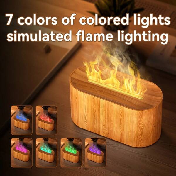 1 PC USB-Powered Flame Design Aromatherapy Diffuser / Flame Design Humidifier / Ambient Flame Light Essential Oil Diffuser / Night Light, Suitable For Home, Bedrooms, And Offices
