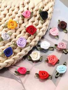 20/50/100 Stücke Mini handgemachte Rose Blume Satinband Rosetten Stoff Applikationen für Hochzeitsdekoration, Basteln, Nähzubehör