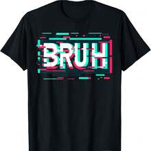 Ropa Gamer Camiseta | Meme "Bruh" y Estilo Glitch, Moda de Internet | Para la Comunidad Gamer, 100% Algodón 220g - Negro - Ver 1