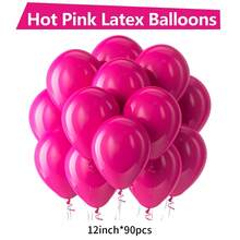 亮粉色乳胶派对气球，5/10/12/18英寸 - 10/30/50/70/90个装，玫瑰红气球，适用于订婚、婚礼、情人节、周年纪念、生日、迎婴派对、性别揭晓派对、单身派对装饰 - 桃紅 - 查看 21