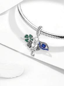 1 件 925 纯银恶魔之眼八胞胎串珠适合女士手链手镯 DIY 珠宝制作和日常服装搭配珠宝装饰适合女孩