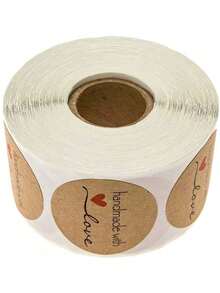 500pcs/Set Kraft Paper Sticker Homemade With Love Stickers For Envelope And Package Seal Labels Stationery Handcraft Valentine Day - Khaki - View 4