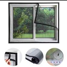 1 pieza Pantalla de malla a prueba de insectos de verano, pantalla de ventana transparente autoadhesiva de bucle y gancho transpirable, pantalla de puerta y ventana invisible de alta densidad, cortina antimosquitos y antpolvo, se ajusta a diversas puertas y ventanas, sin necesidad de perforación, extraíble y lavable, para todas las estaciones